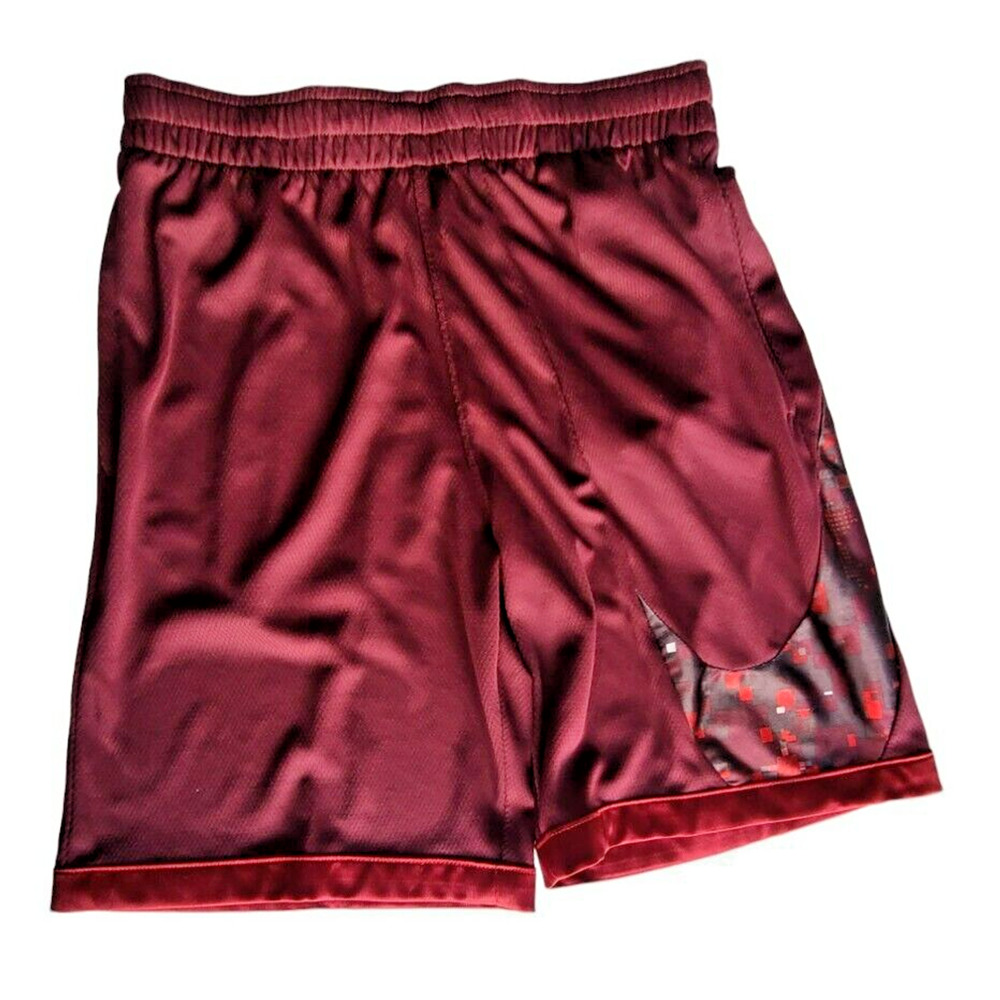 Nike Kids Dri-FIT Basketball Shorts Burgundy Maroon Graphic Mesh Athletic